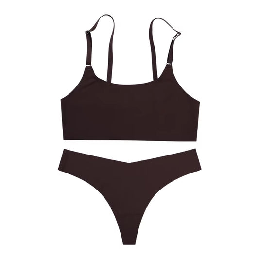 2026 Premium Quality Seamless Wireless Bra and Women's Underwear Set in Stylish Solid Ice Silk, Available in US Sizes